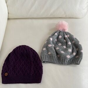 Lot of 2 H&M Girl Purple, Gray and Pink Knit Beanies